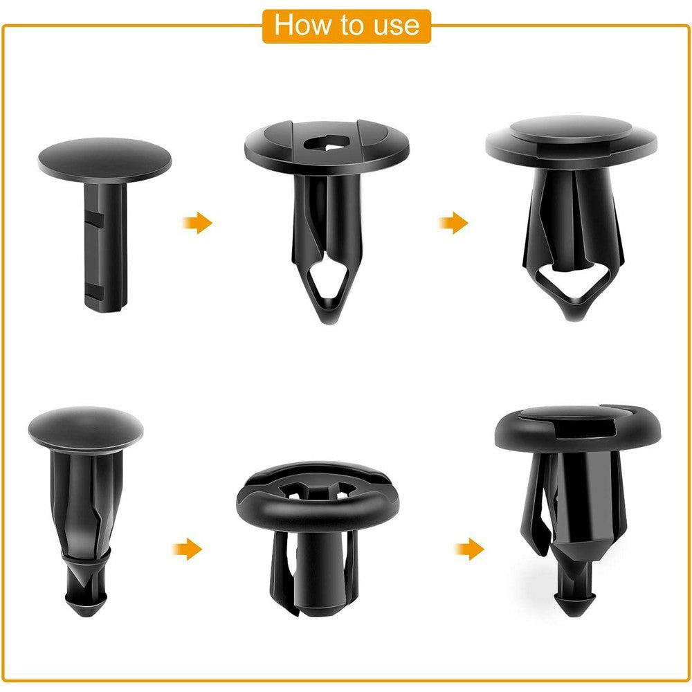 200Pcs Mixed Plastic Car Door Panel Fastener Vehicle Bumper Clips Retainer Fasteners with 1 Pry Tool