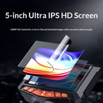 P370 1m Flexible Tube 8mm Lens Borescope 360 Degree Rotatable 5 Inch HD Screen Waterproof Endoscope Camera