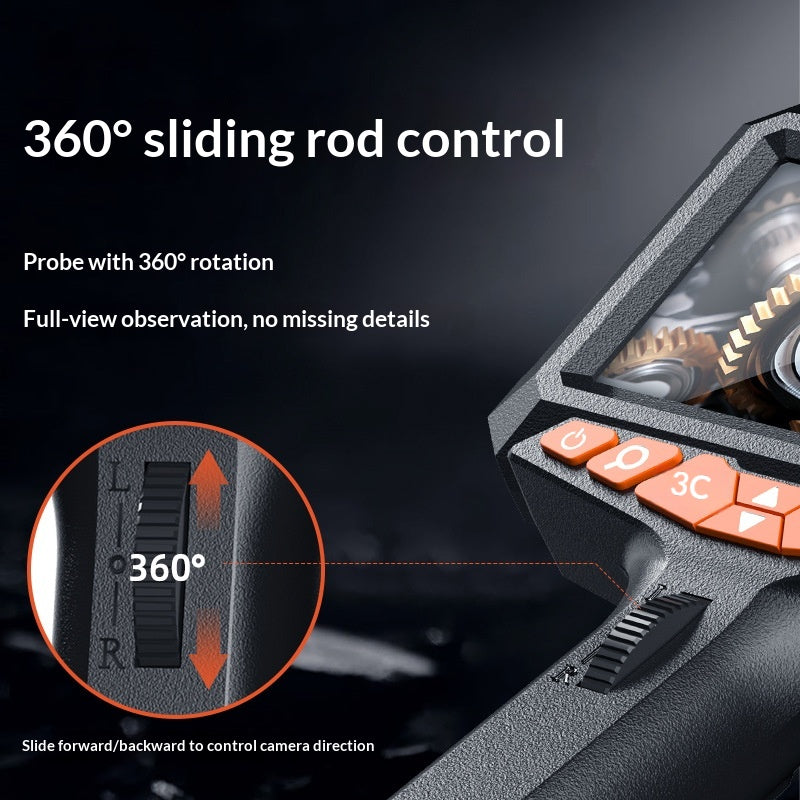 P370 1m Flexible Tube 8mm Lens Borescope 360 Degree Rotatable 5 Inch HD Screen Waterproof Endoscope Camera