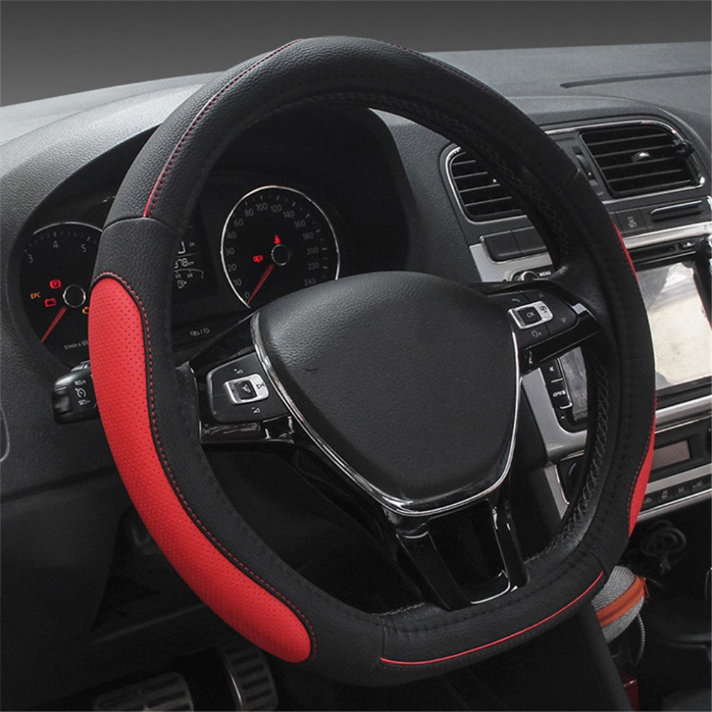 38cm D-shaped Car Steering Wheel Cover Imitation Leather Anti-skid Steering Wheel Sleeve