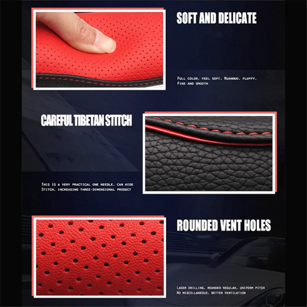 38cm D-shaped Car Steering Wheel Cover Imitation Leather Anti-skid Steering Wheel Sleeve