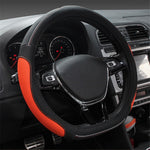38cm D-shaped Car Steering Wheel Cover Imitation Leather Anti-skid Steering Wheel Sleeve