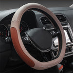 38cm D-shaped Car Steering Wheel Cover Imitation Leather Anti-skid Steering Wheel Sleeve
