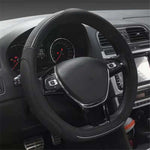 38cm D-shaped Car Steering Wheel Cover Imitation Leather Anti-skid Steering Wheel Sleeve