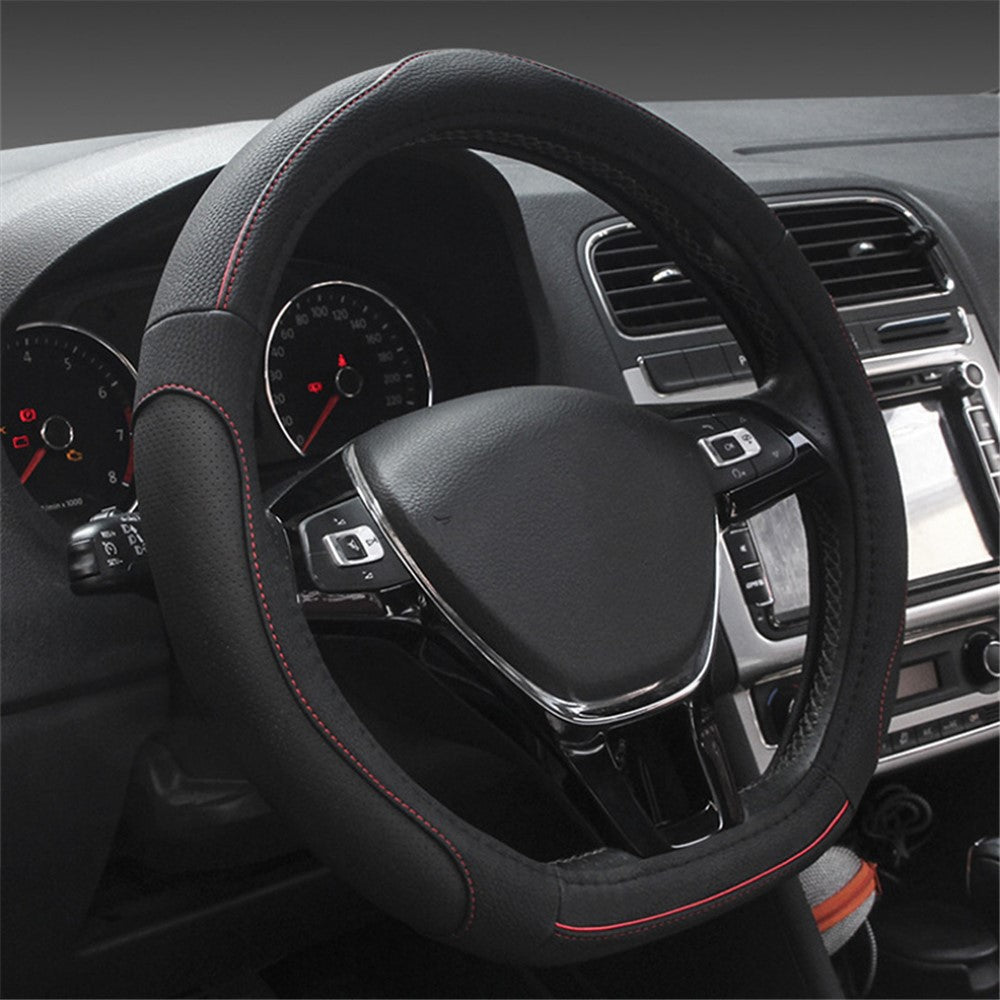 38cm D-shaped Car Steering Wheel Cover Imitation Leather Anti-skid Steering Wheel Sleeve