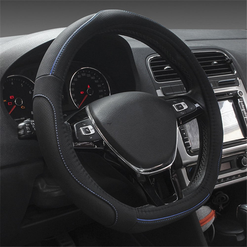 38cm D-shaped Car Steering Wheel Cover Imitation Leather Anti-skid Steering Wheel Sleeve