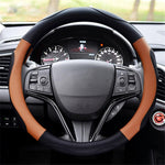 38cm Round Car Steering Wheel Cover Anti-skid Microfiber Leather Steering Wheel Sleeve