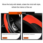 39cm Carbon Fiber Leather Steering Wheel Cover Anti-Slip Car Steering Wheel Protector