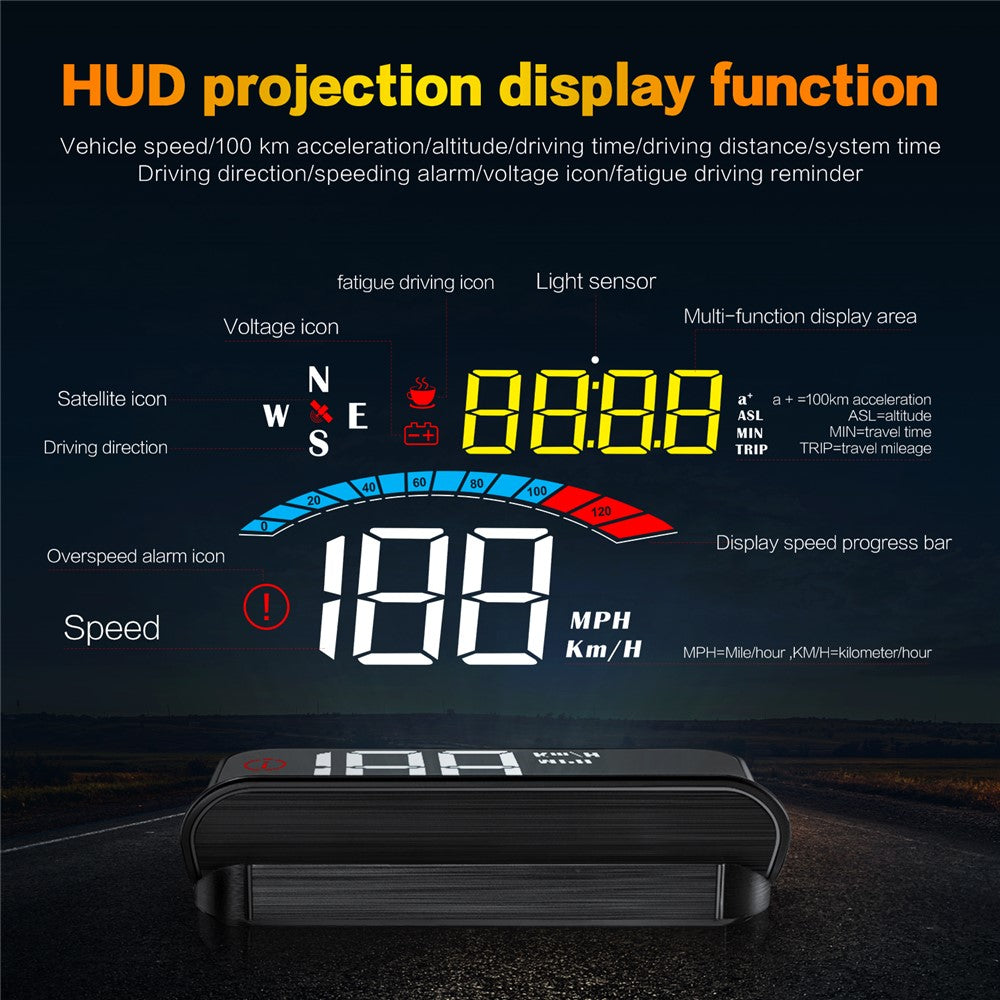 M16 Head-up Display Universal Bil Speedometer HUD Projektor LCD-skærm GPS-positionering