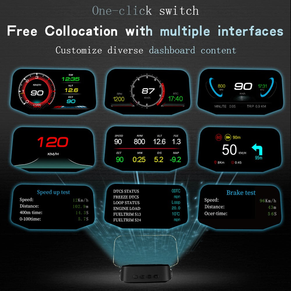 C2 Bil Universal Smart HUD Head-up Display Navigation Version HUD Farveskærm AI Intelligens