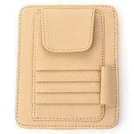 Car Sun Visor Storage Bag Litchi Texture PU Leather Cards Bills Glasses Holder