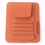 Car Sun Visor Storage Bag Litchi Texture PU Leather Cards Bills Glasses Holder