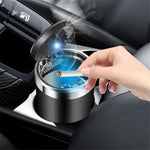 ABS+Metal Liner LED Light Car Ashtray Vehicle Interior Garbage Can Ashtray with Lid