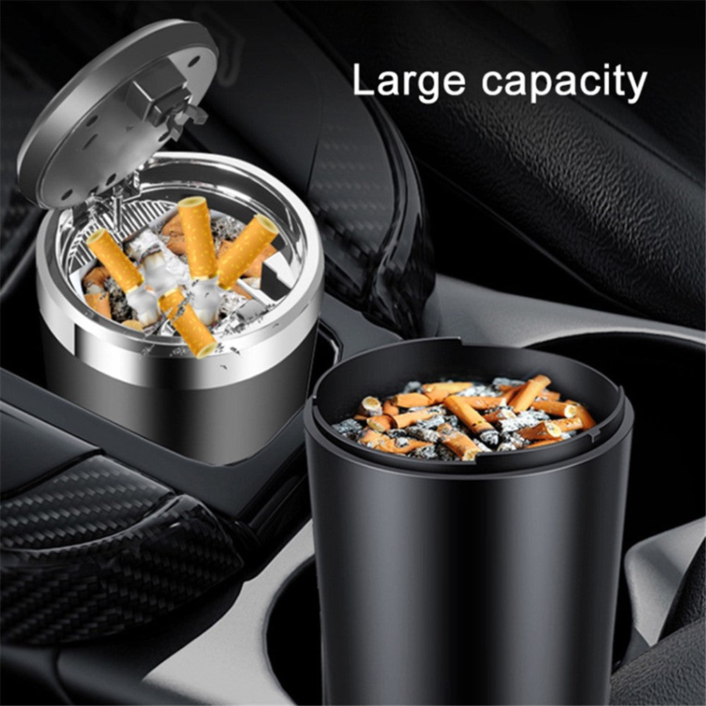 ABS+Metal Liner LED Light Car Ashtray Vehicle Interior Garbage Can Ashtray with Lid