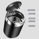 ABS+Metal Liner LED Light Car Ashtray Vehicle Interior Garbage Can Ashtray with Lid