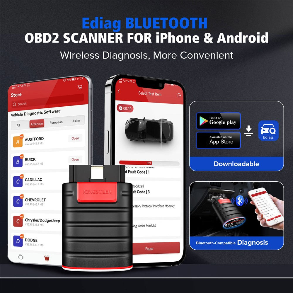 KINGBOLEN Ediag OBD2 Car Diagnostic Scanner Vehicle Engine Fault Code Reader