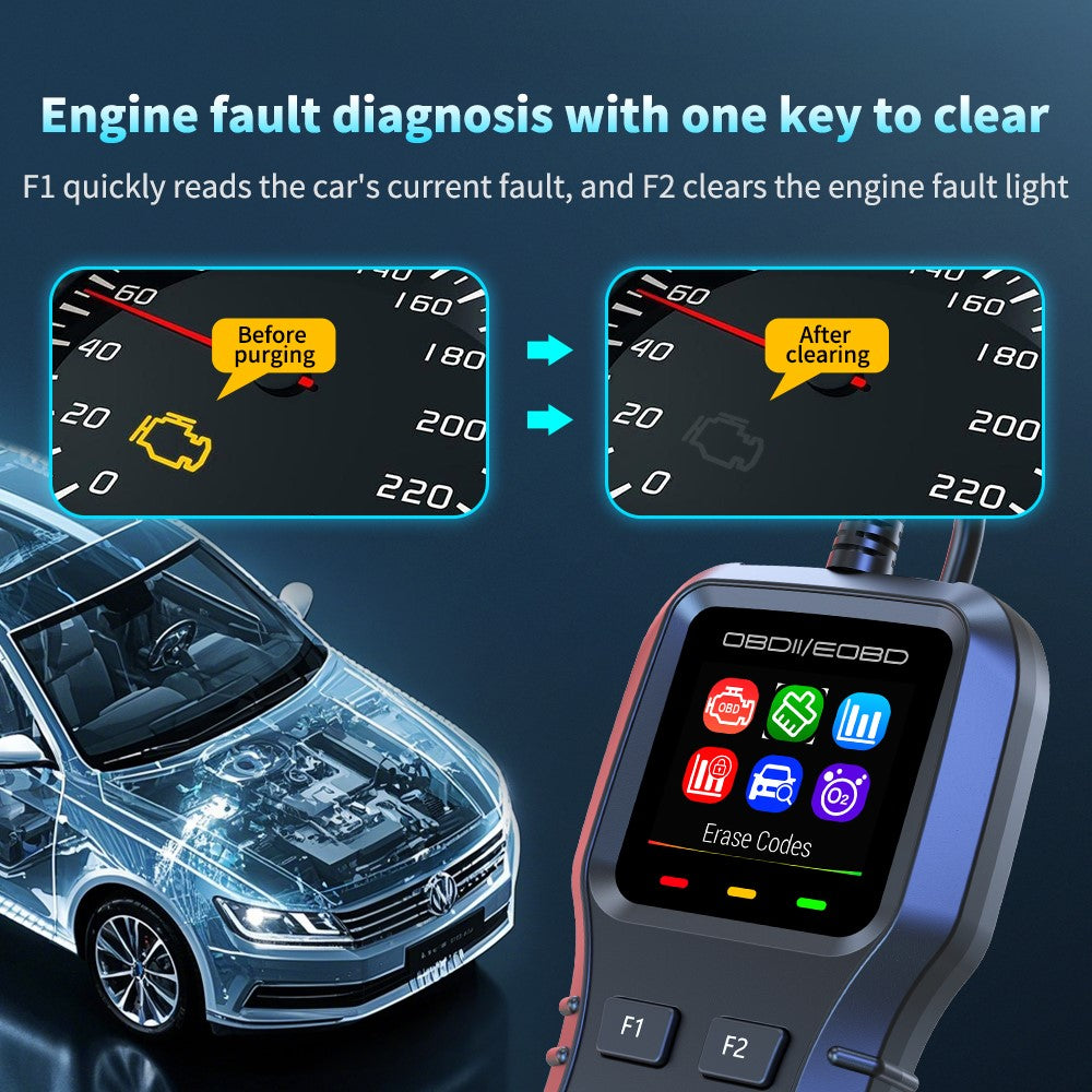 K1 Car OBD2 Diagnostic Scanner Color LCD Display 36600 Engine Codes Clear Tool Real Time Data Stream