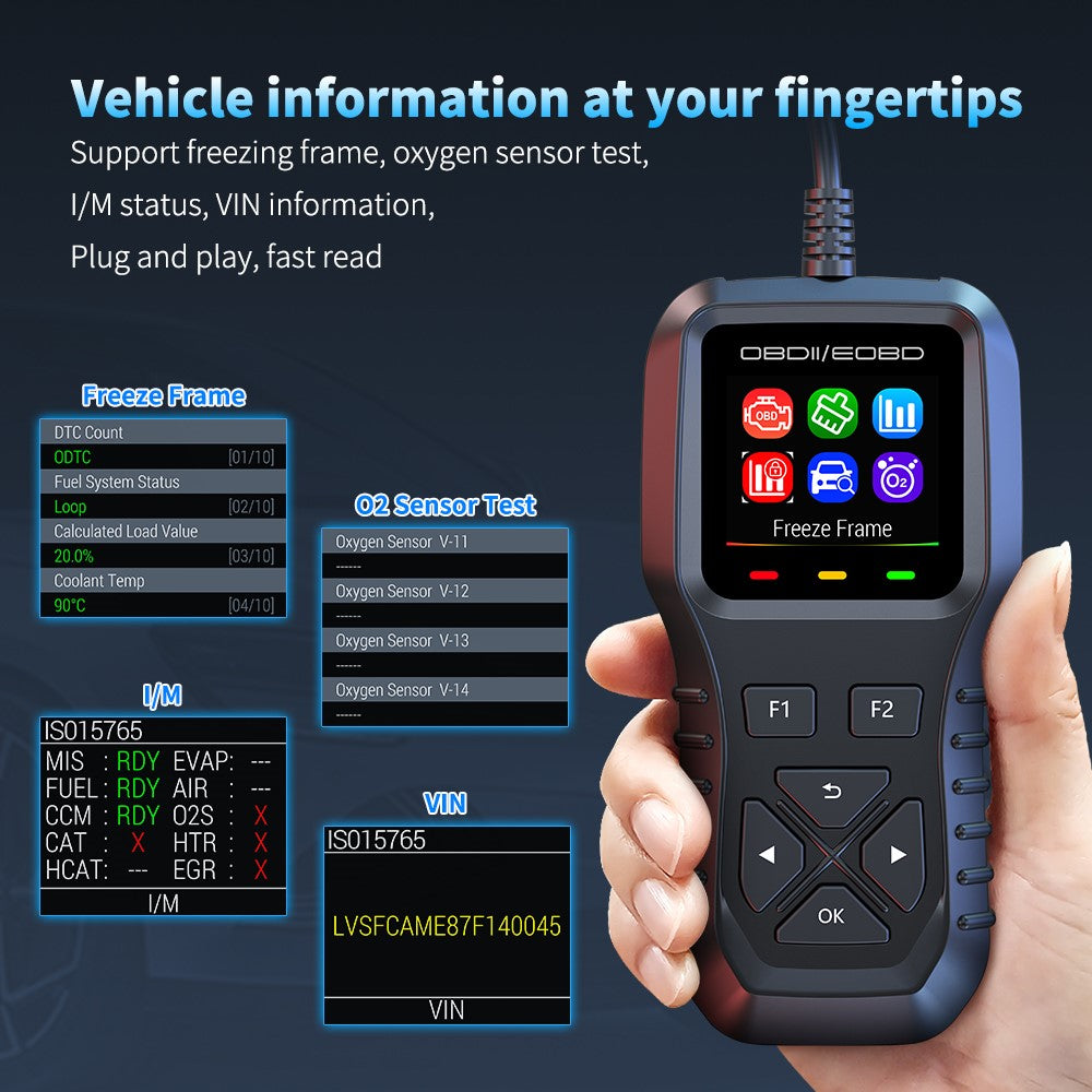 K1 Car OBD2 Diagnostic Scanner Color LCD Display 36600 Engine Codes Clear Tool Real Time Data Stream