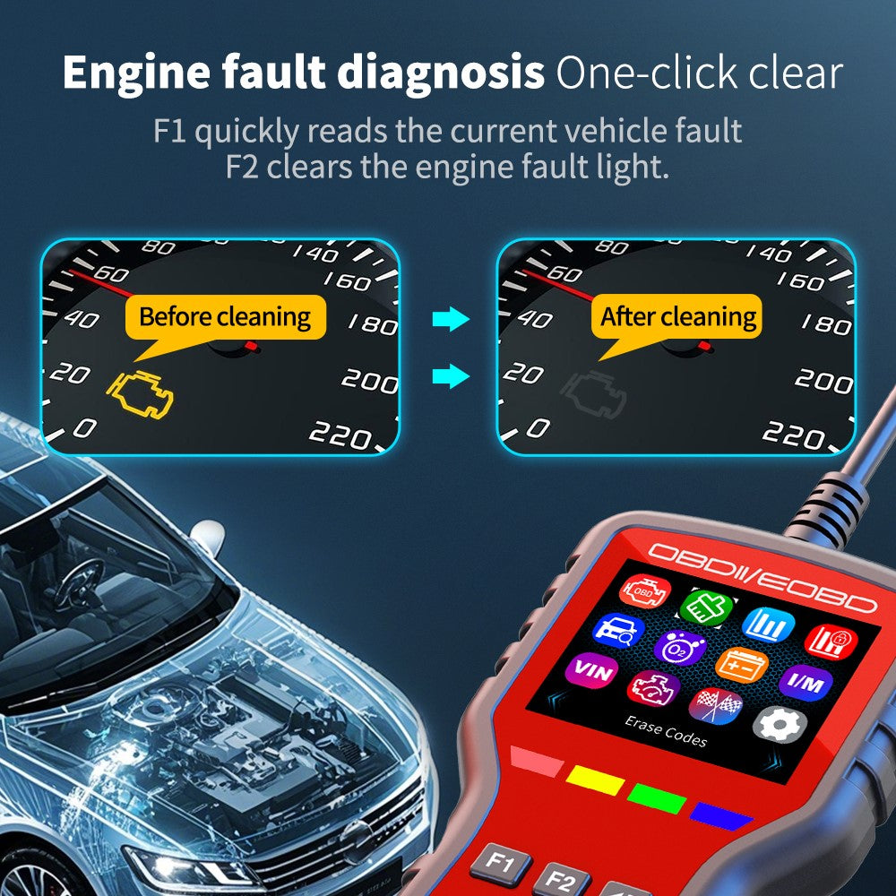 K2 OBD2 Car Diagnostic Scanner 40000+ Codes Color Screen Engine Fault Code Reader Clear Tool