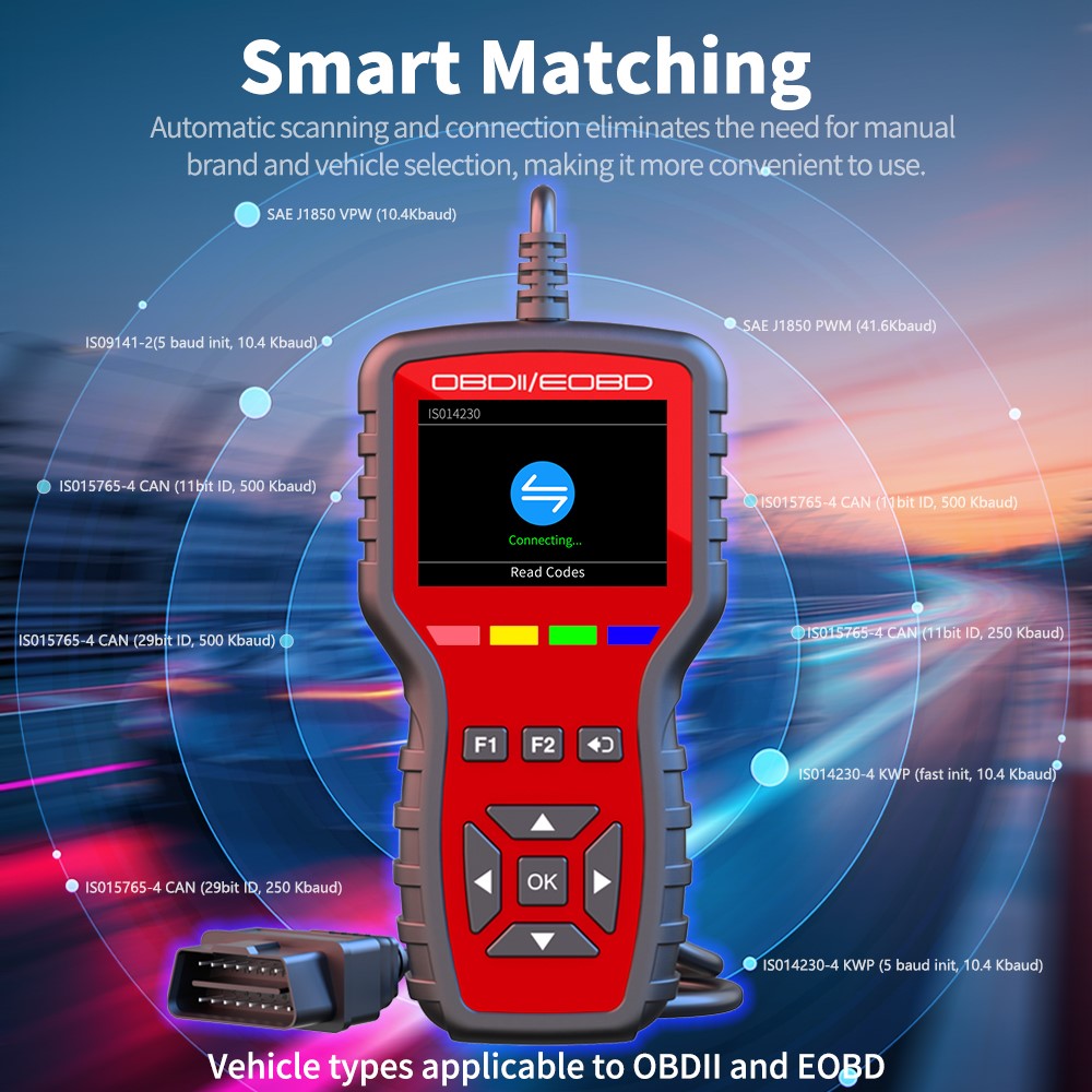 K2 OBD2 Car Diagnostic Scanner 40000+ Codes Color Screen Engine Fault Code Reader Clear Tool