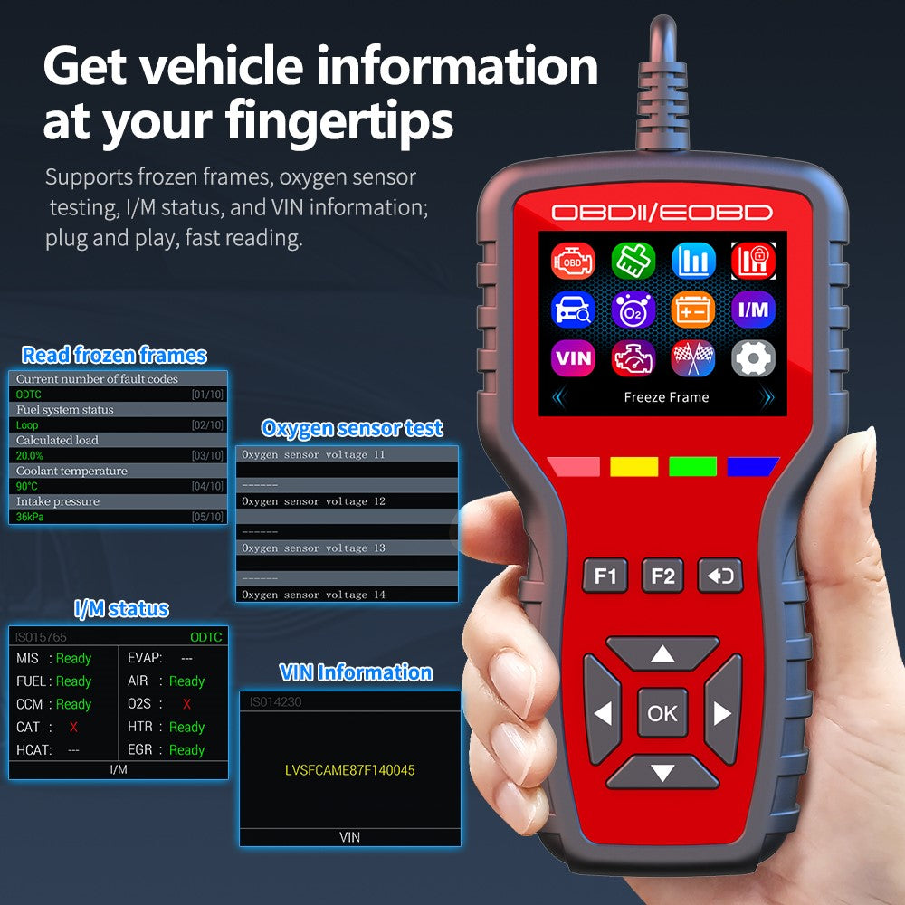 K2 OBD2 Car Diagnostic Scanner 40000+ Codes Color Screen Engine Fault Code Reader Clear Tool