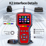 K2 OBD2 Car Diagnostic Scanner 40000+ Codes Color Screen Engine Fault Code Reader Clear Tool