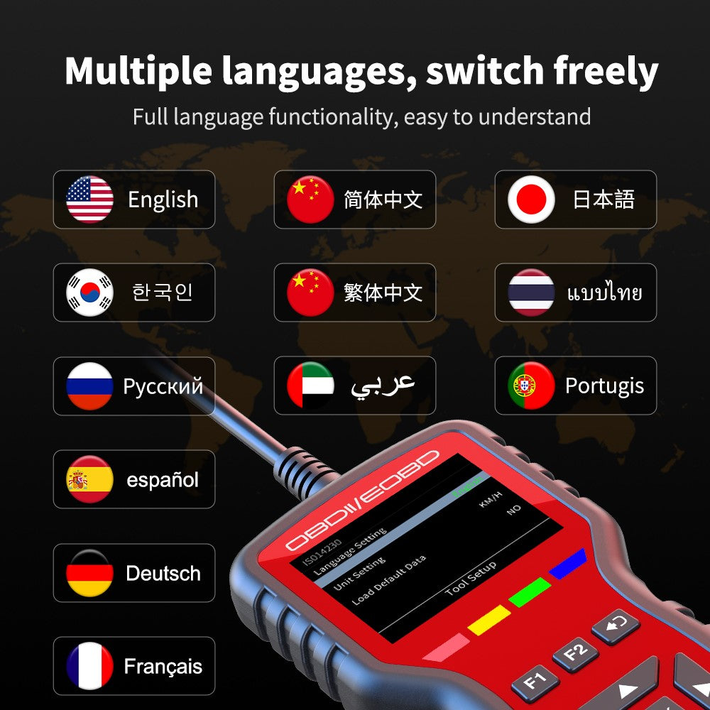 K2 OBD2 Car Diagnostic Scanner 40000+ Codes Color Screen Engine Fault Code Reader Clear Tool