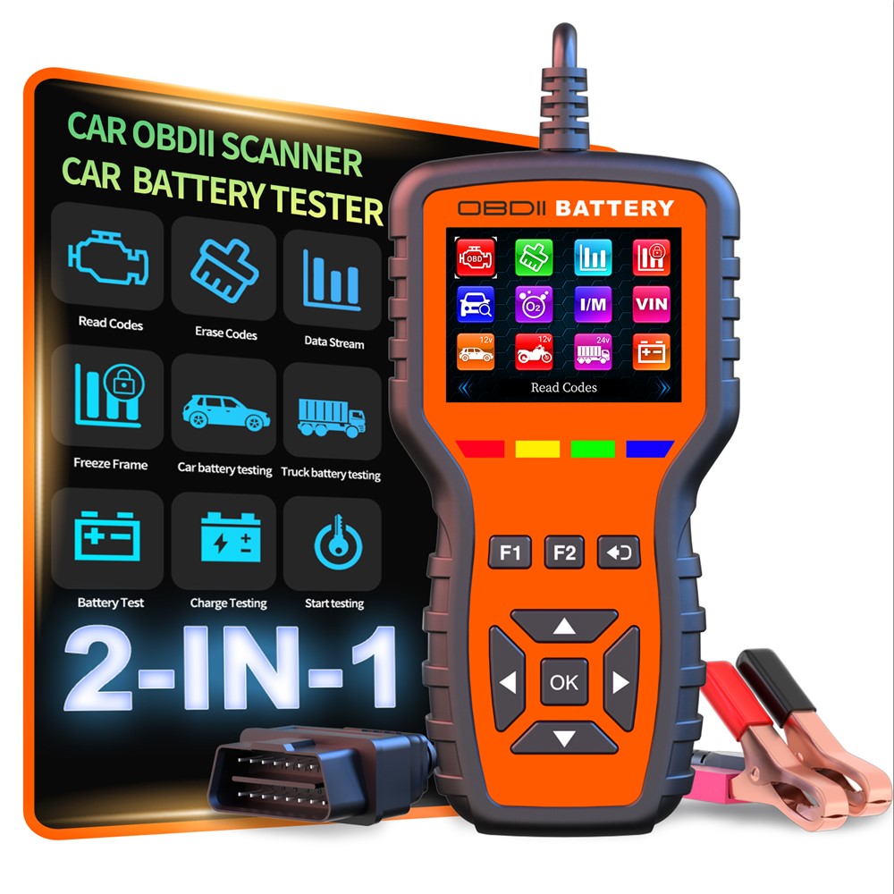 K2 Pro 2 in 1 OBD2 Scanner Car Battery Tester 40000+ Fault Codes Engine Diagnostic Tool