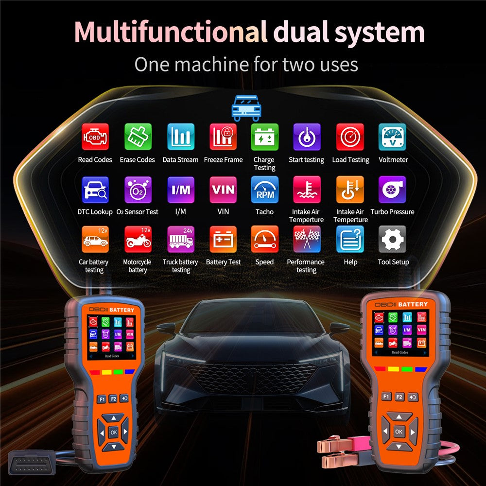 K2 Pro 2 in 1 OBD2 Scanner Car Battery Tester 40000+ Fault Codes Engine Diagnostic Tool
