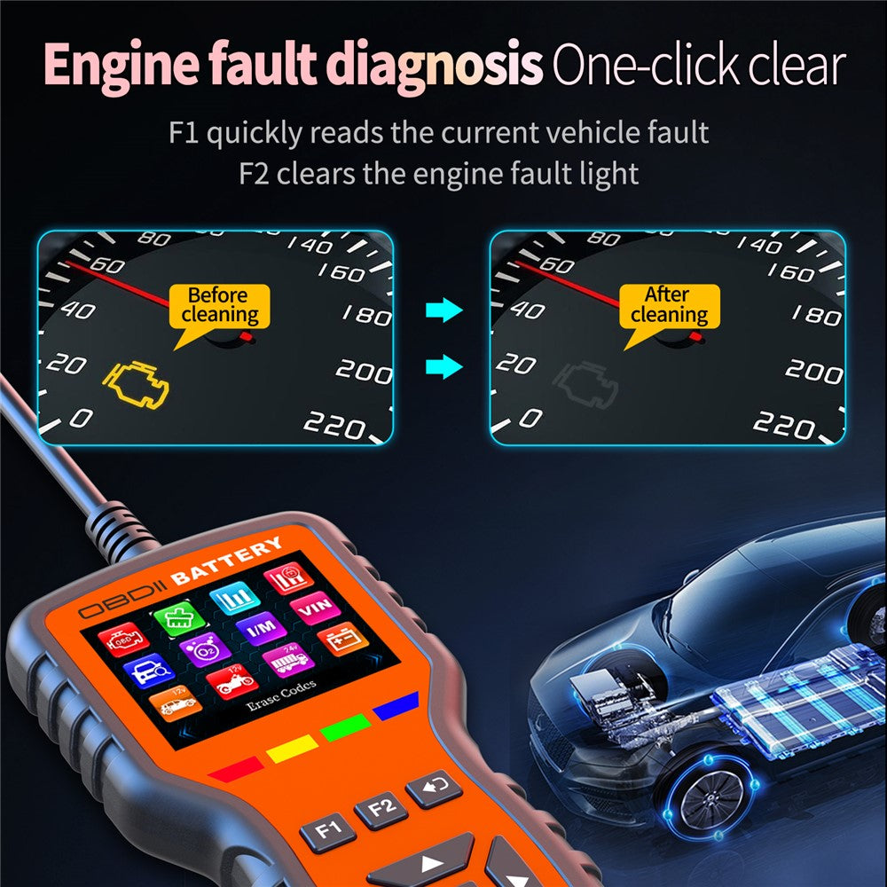 K2 Pro 2 in 1 OBD2 Scanner Car Battery Tester 40000+ Fault Codes Engine Diagnostic Tool