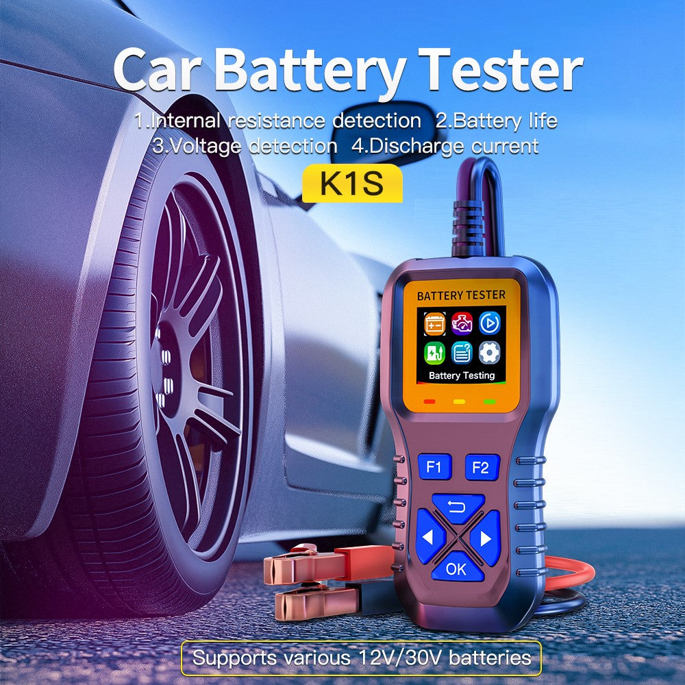 K1S Car Battery Tester 12V 24V 30V Lead Acid Battery Analyzer with CCA SOH Internal Resistance Test for Auto Motorcycle