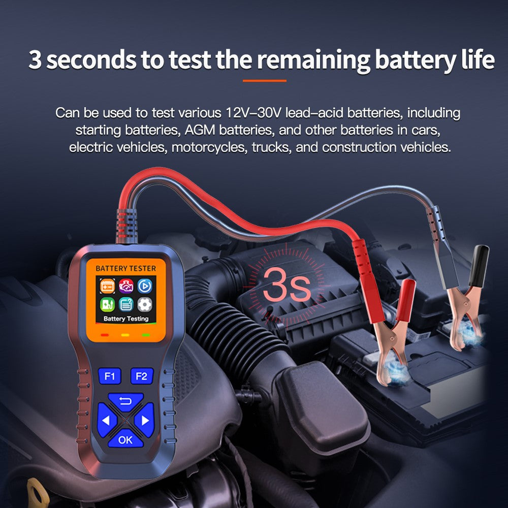 K1S Car Battery Tester 12V 24V 30V Lead Acid Battery Analyzer with CCA SOH Internal Resistance Test for Auto Motorcycle