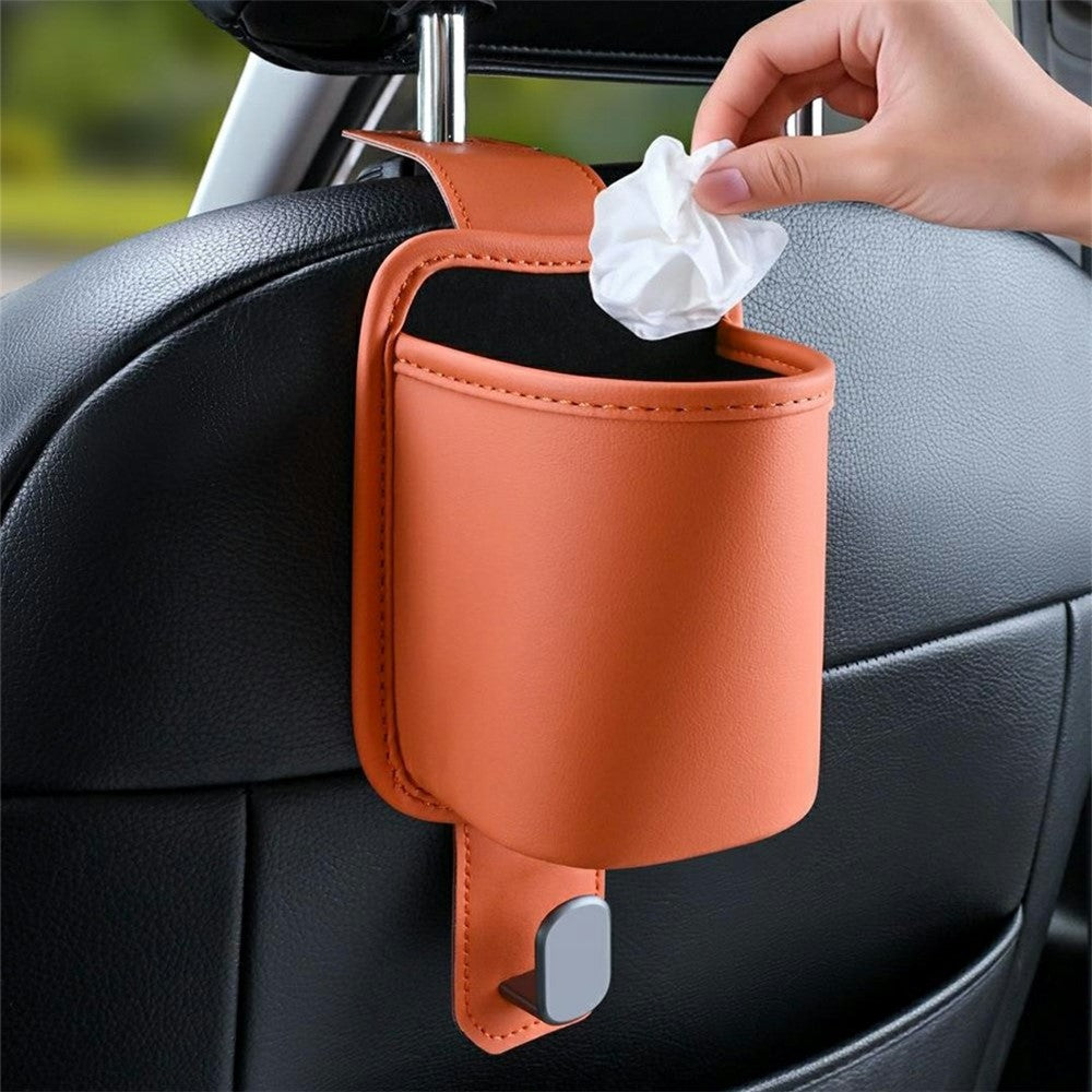 Car Seat Back Cup Holder Nappa Texture Leather + Zinc Alloy Multifunctional Storage Bin for Car Interior