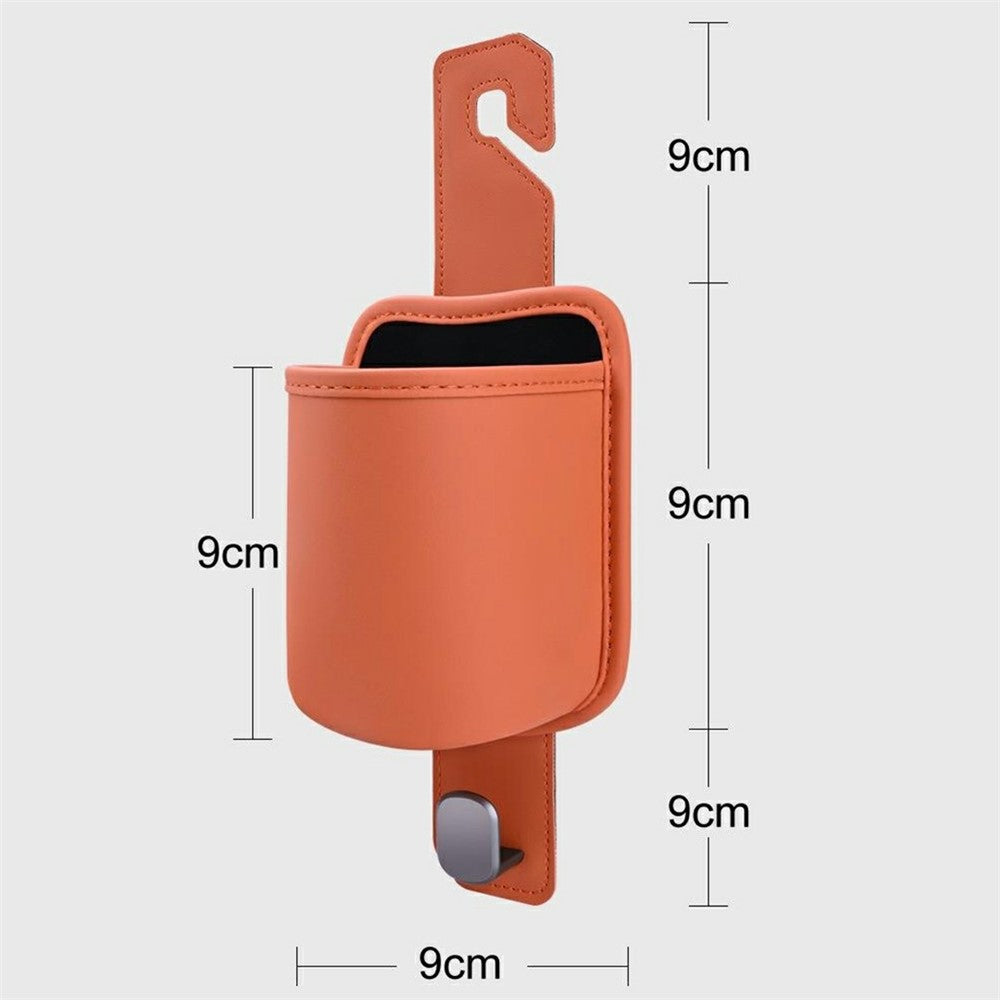 Car Seat Back Cup Holder Nappa Texture Leather + Zinc Alloy Multifunctional Storage Bin for Car Interior