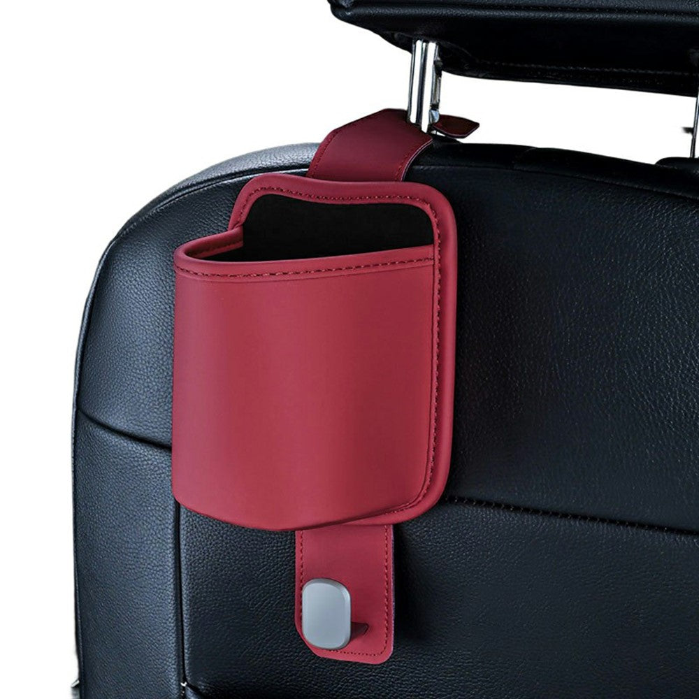 Car Seat Back Cup Holder Nappa Texture Leather + Zinc Alloy Multifunctional Storage Bin for Car Interior
