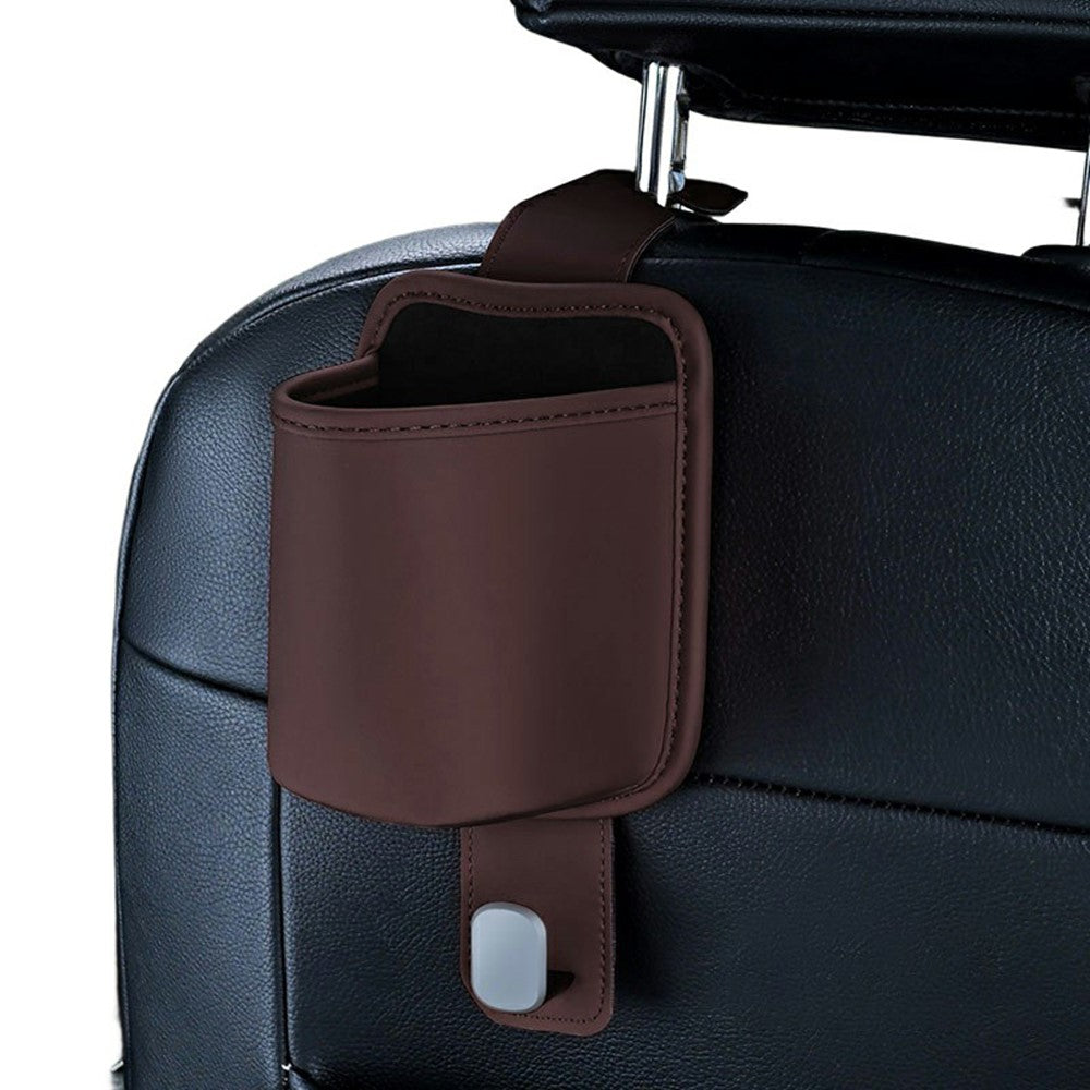 Car Seat Back Cup Holder Nappa Texture Leather + Zinc Alloy Multifunctional Storage Bin for Car Interior