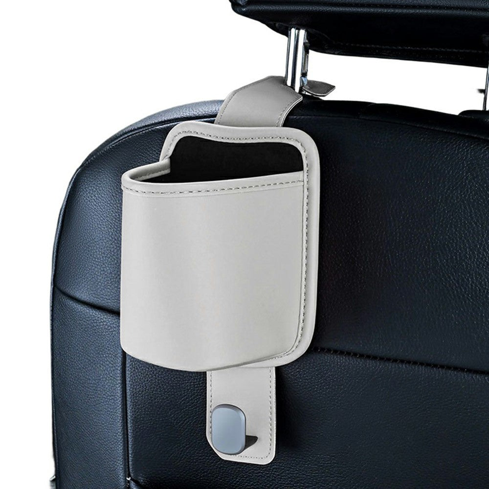 Car Seat Back Cup Holder Nappa Texture Leather + Zinc Alloy Multifunctional Storage Bin for Car Interior