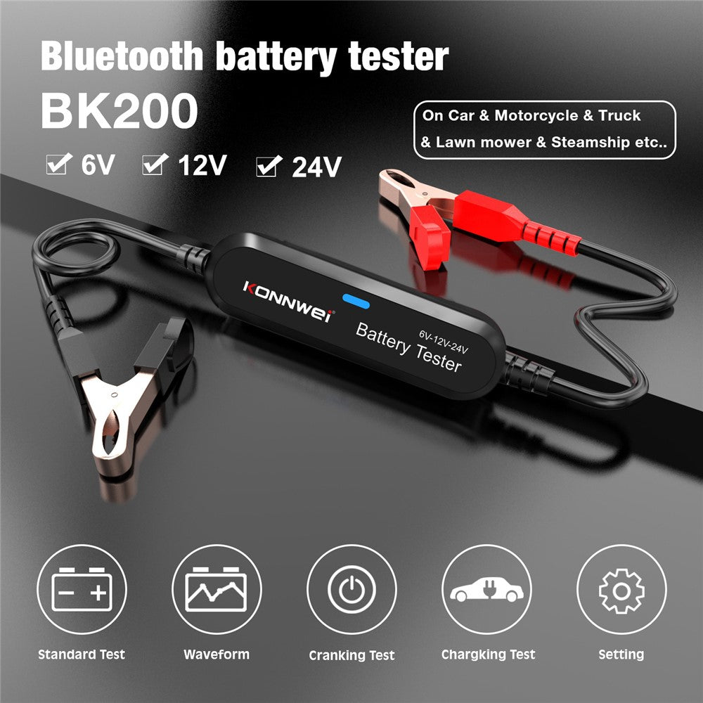 KONNWEI BK200 Multi-Function Bluetooth-compatible Battery Tester for Car Truck Motorcycle SUV Boat Yacht 6V 12V 24V Battery Tester