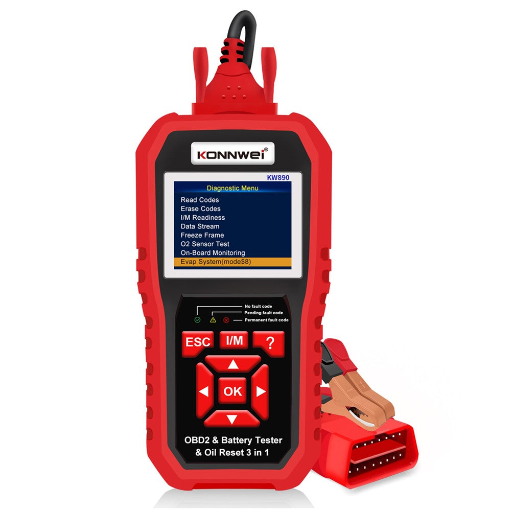 KONNWEI KW890 Car Diagnostic Tool + Car Battery Tester + Oil Light Reset Multi-Function Car Tester