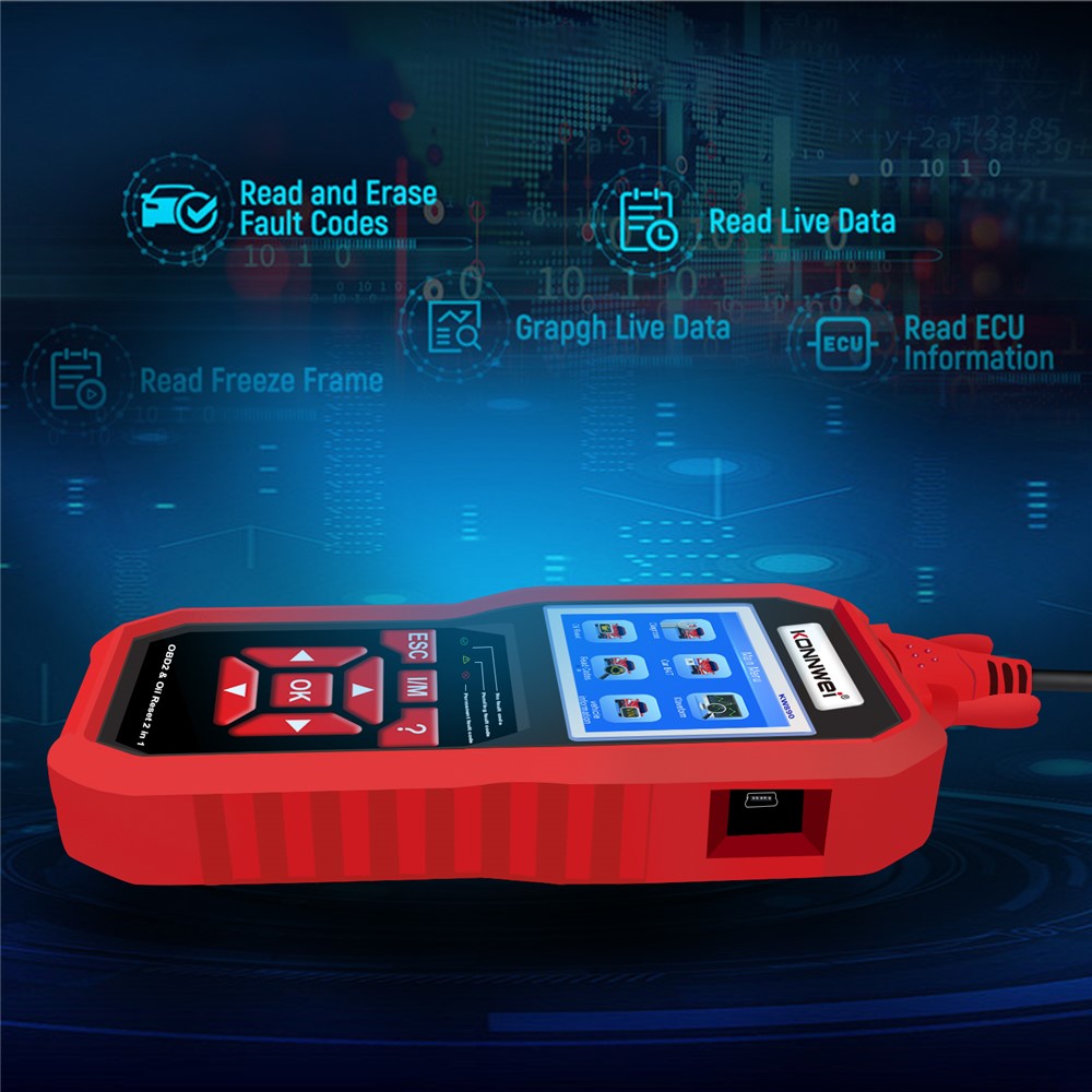KONNWEI KW890 Car Diagnostic Tool + Car Battery Tester + Oil Light Reset Multi-Function Car Tester