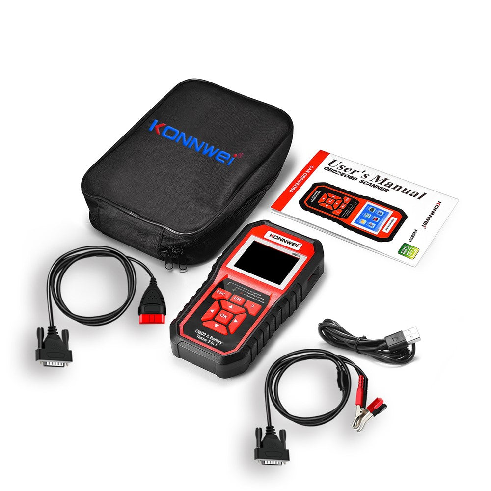 KONNWEI KW870 Car OBD 2 Diagnostic Tools Scanner, Battery Tester 2-in-1 Car Multi-Function Detector for 12V Batteries
