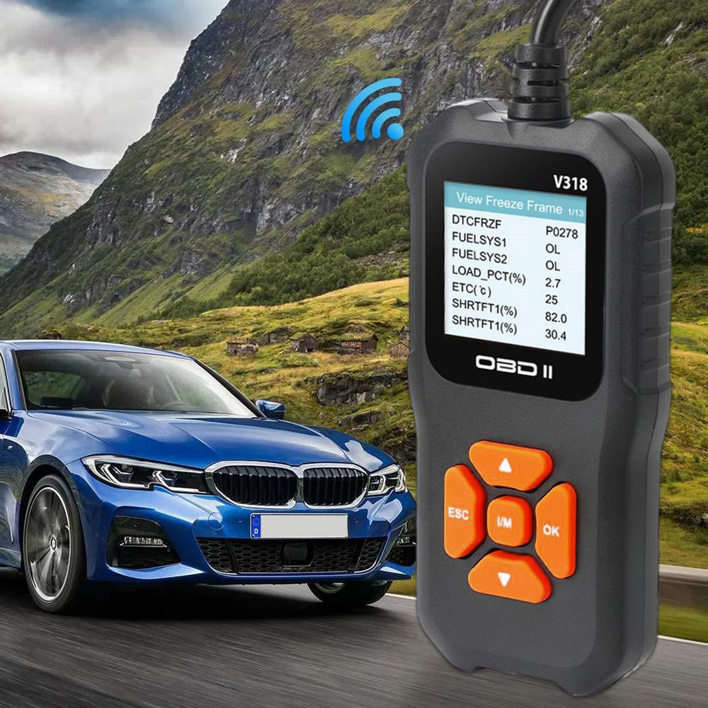 V318 OBD2 1.8-inch Car Fault Diagnosis Instrument Engine Tester Diagnostic Tool Battery Detector