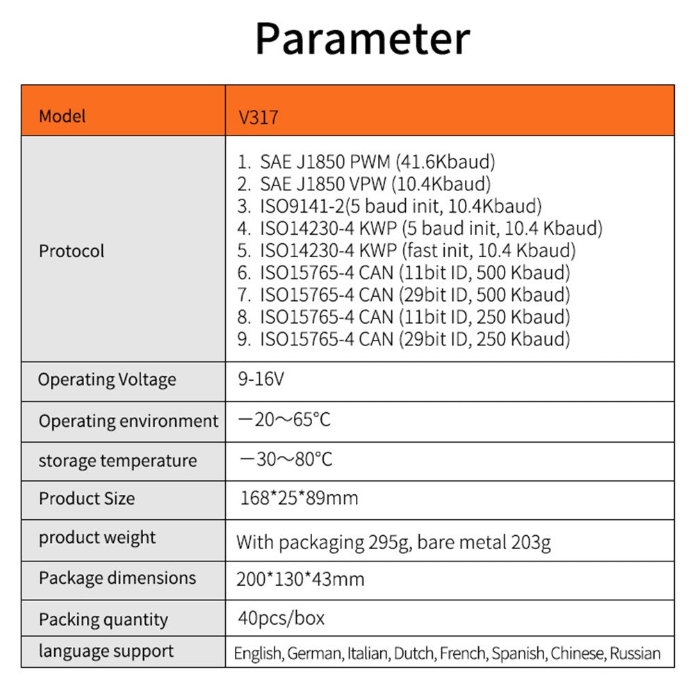 V317 OBD II Diagnostic Car Fault Detector Engine Tester Tool elm327 Car Reading Code Card Car Diagnostic Instrument