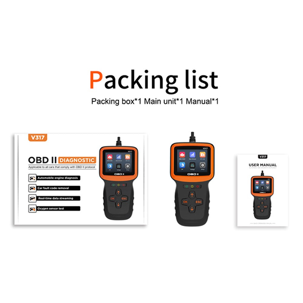 V317 OBD II Diagnostic Car Fault Detector Engine Tester Tool elm327 Car Reading Code Card Car Diagnostic Instrument