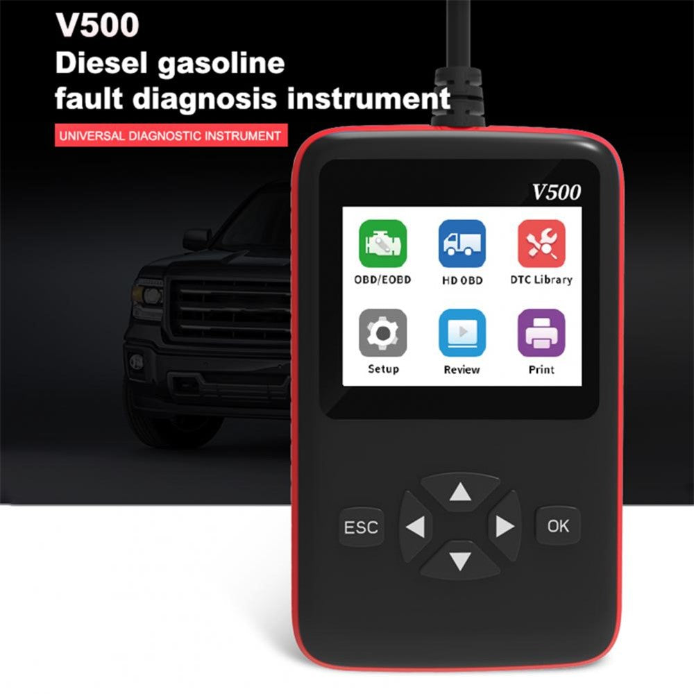 V500 Bilkøretøj ELM327 OBD2 Motorkodeaflæser Dieselolie Diagnostisk Værktøj Scanner Analysator