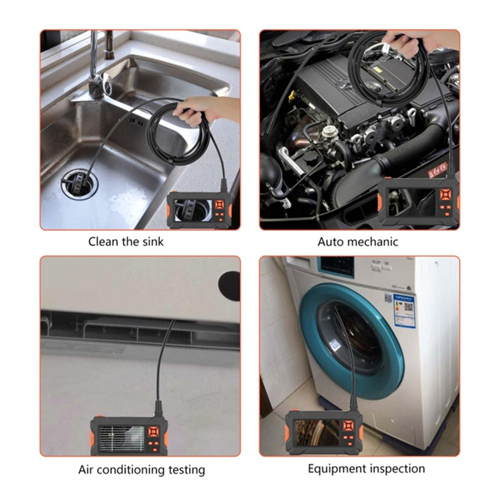 P130 10m Hard Wire Inspection Camera 8mm Tri-Lens Waterproof LED Drain Pipe 4.3-Inch Screen Borescope