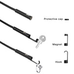 P130 5m Hard Wire LED Light Borescope Waterproof 8mm Dual-Lens Inspection Snake Camera Industrial Endoscope