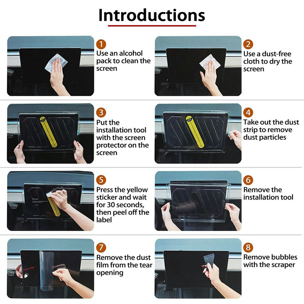For Tesla Model 3 Highland Navigation Screen Protector HD Clear Anti-Fingerprint Tempered Glass Film