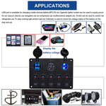 WUPP Bil Yacht Kombinationskontakt Rund 5-Position Dual USB Biloplader Voltmeter Kontrolpanelkontakt