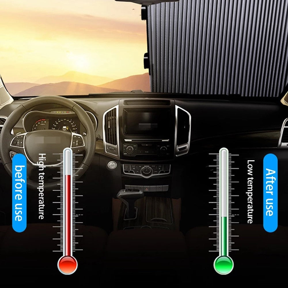 R-8043 70cm Car Front Window Sunshade Cover Retractable Windshield Sun Visor